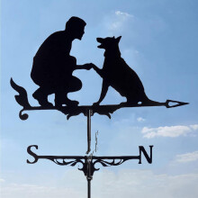 Stainless Steel Weather Vane with People Ornament, Accurate Wind Direction Indicator for Garden or Roof
