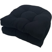 Waterproof Outdoor Chair Cushions Set of 2, Fade Resistant UShaped 18x18 Patio Seat Pads Black