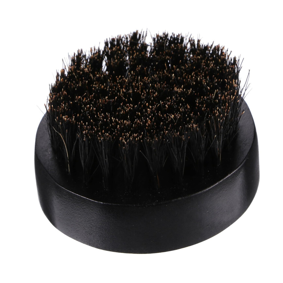 Black Beard Brush With Wooden Handle, Boar Bristles For Men, Mustache Grooming And Styling
