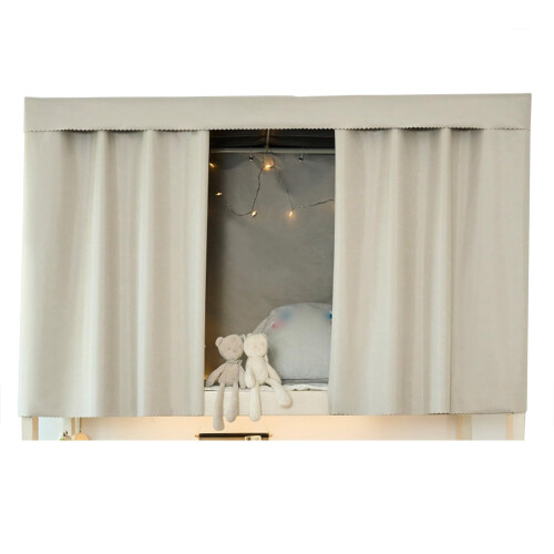 Bunk Bed Blackout Privacy Curtains Light Blocking Dorm Room Easy Install Beige Set
