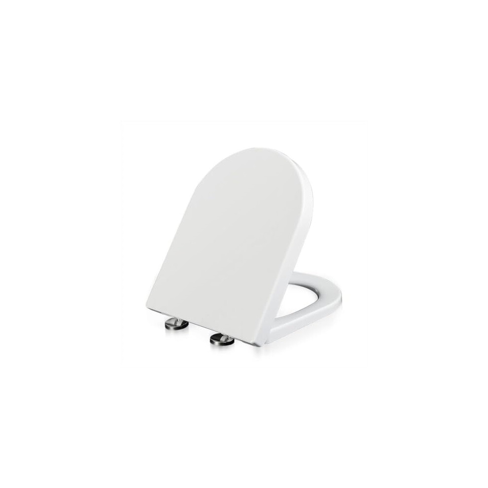 U Shape Soft Close Toilet Seat With Nonslip Bumpers, Universal Fit Durable White Polypropylene 9053599971726