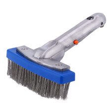 Heavy Duty Stainless Steel Pool Brush with Stiff Bristles for Cleaning Pool Bottom, Decks, Patios