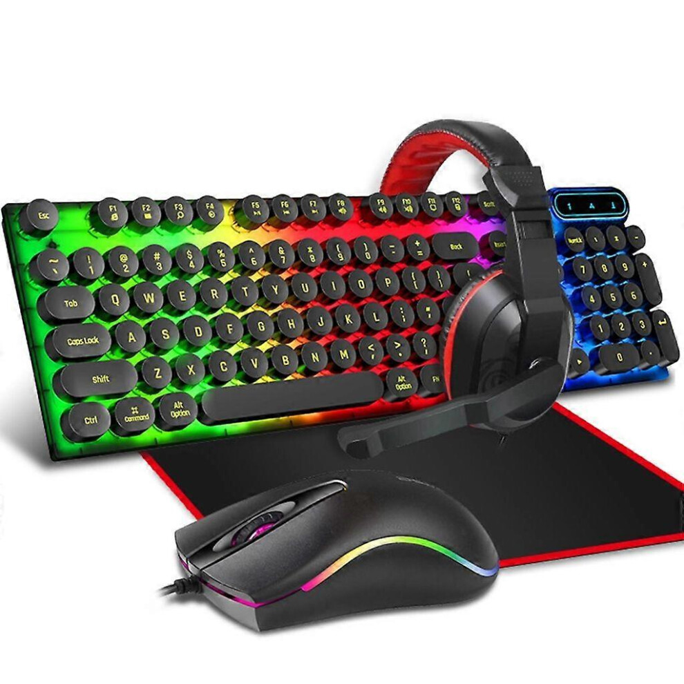 (As Show, One Size) Rgb Color Changing Mouse Headset Keyboard Mouse Pad Multimedia Rainbow Backlit 3242242665501
