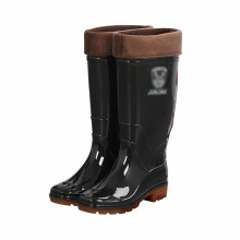 Men's Waterproof Rubber Knee Boots with SlipResistant Sole and Removable Warm Lining, Size 10 Black