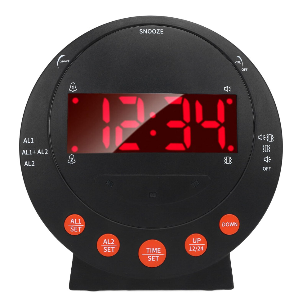 LED Vibration Alarm Clock for Heavy Sleepers, Dual Alarms with Flashing Alerts, Adjustable Brightness, USB Charging Ports