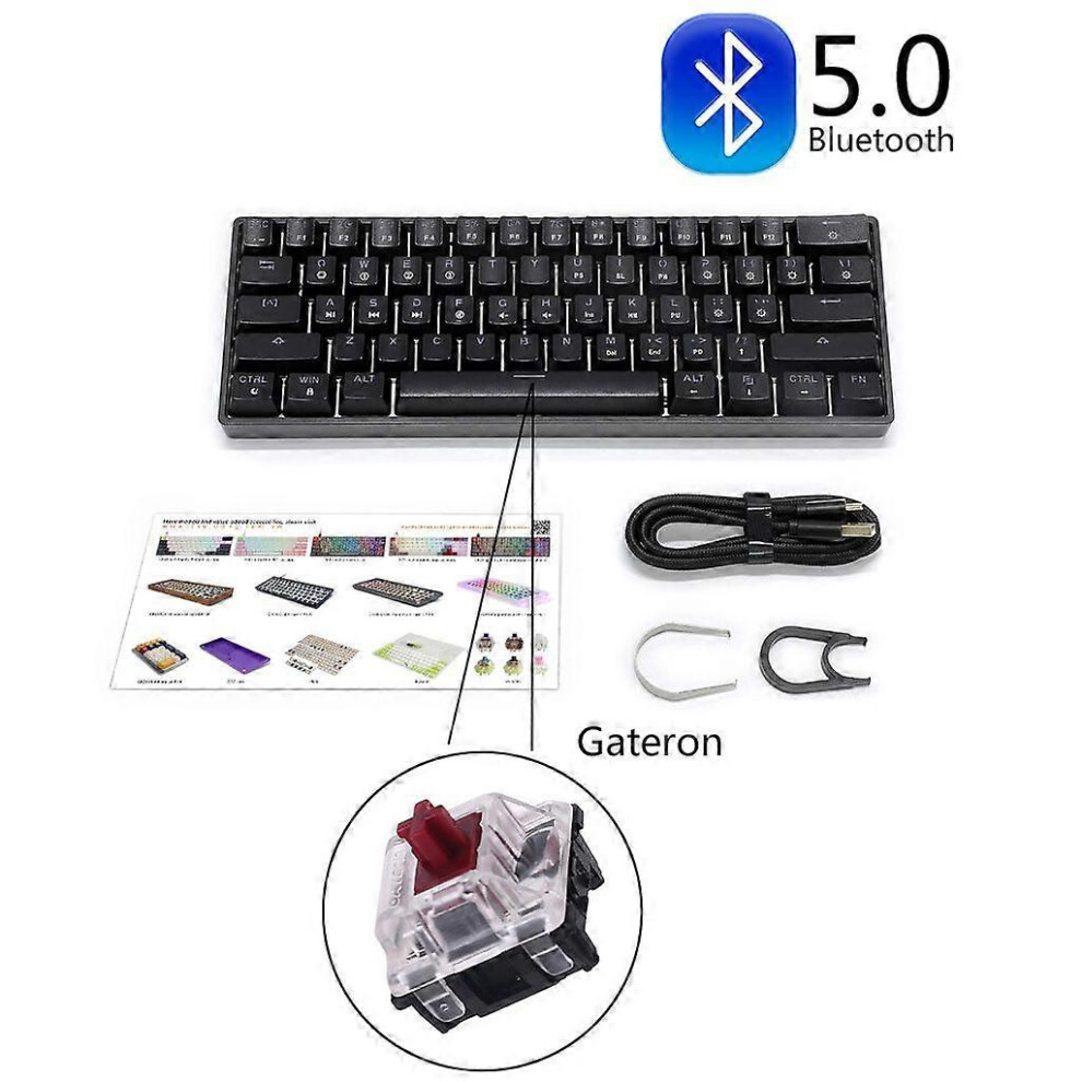 (Brown, Black) Sk61s Keyboard Gateron Optical Switches Rgb Lighting Abs Keycaps Programmable 3364096763551