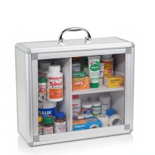 Locking Medicine Cabinet with Key, Wall Mounted Aluminum Box with 3 Shelves for Secure Storage