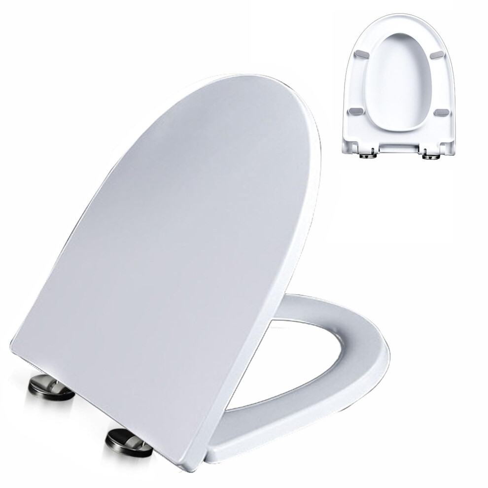D Shape Soft Close Toilet Seat With Quick Release Hinges, Quiet Close Lid, Easy To Clean, Whi 02P 9053599971986