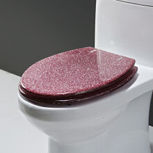 Glitter Resin Elongated Slow Close Toilet Seat with Quick Release Cleaning and Easy Installation