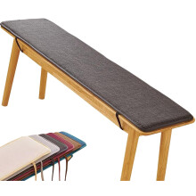 Outdoor Bench Cushion with Double NonSlip Design, Breathable Cotton Linen, Dark Gray 12x59in