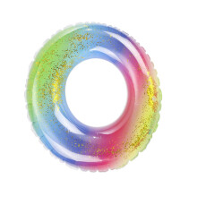 Inflatable Swim Ring with Shimmering Sequin Design, PVC Pool Float for Adults Summer Beach Fun