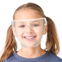 Safety Face Shields for Kids with Glasses Frames (Pack of 2) - Ultra Clear Anti-Fog PET Full Face Protection compatible with Goggles