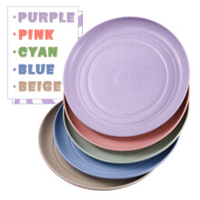 Wheat Straw Plates, 5.9" Unbreakable Set of 5, Dishwasher & Microwave Safe, Reusable Lightweight Plastic Plates - Multi Colors