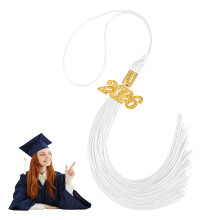 Graduation Tassel White with Gold 2026 Charm for Graduation Cap Keepsake and Decoration
