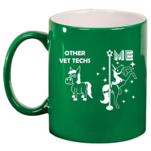 Vet Tech Superstar Unicorn Funny Ceramic Coffee Mug Tea Cup Gift (11oz Green)
