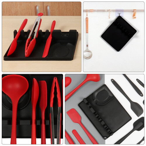 1 Pc Tableware Storage Bracket Spoon Storage Stand Silicone Scoop Rest (L) 2