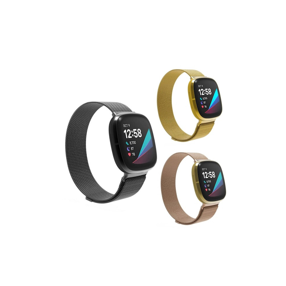 Skalo Milanese Loop For Compatible With Fitbit Versa 3 - More Colors Black 9557311717406