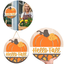 HKUKY Autumn Decorative Doorplate, Wooden Hanging Doorplate, Suitable For Home Front Door Wall Decoration