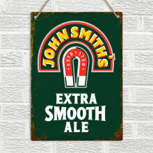 JOHN SMITHS Vintage Retro Style Metal Wall Aluminum Sign Plaque Ale Beer Pub Bar Man Cave Size: 12 x 8 Inches