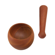 Wooden Garlic Press and Mortar Pestle Set for Easy Garlic Mashing Durable Kitchen Tool