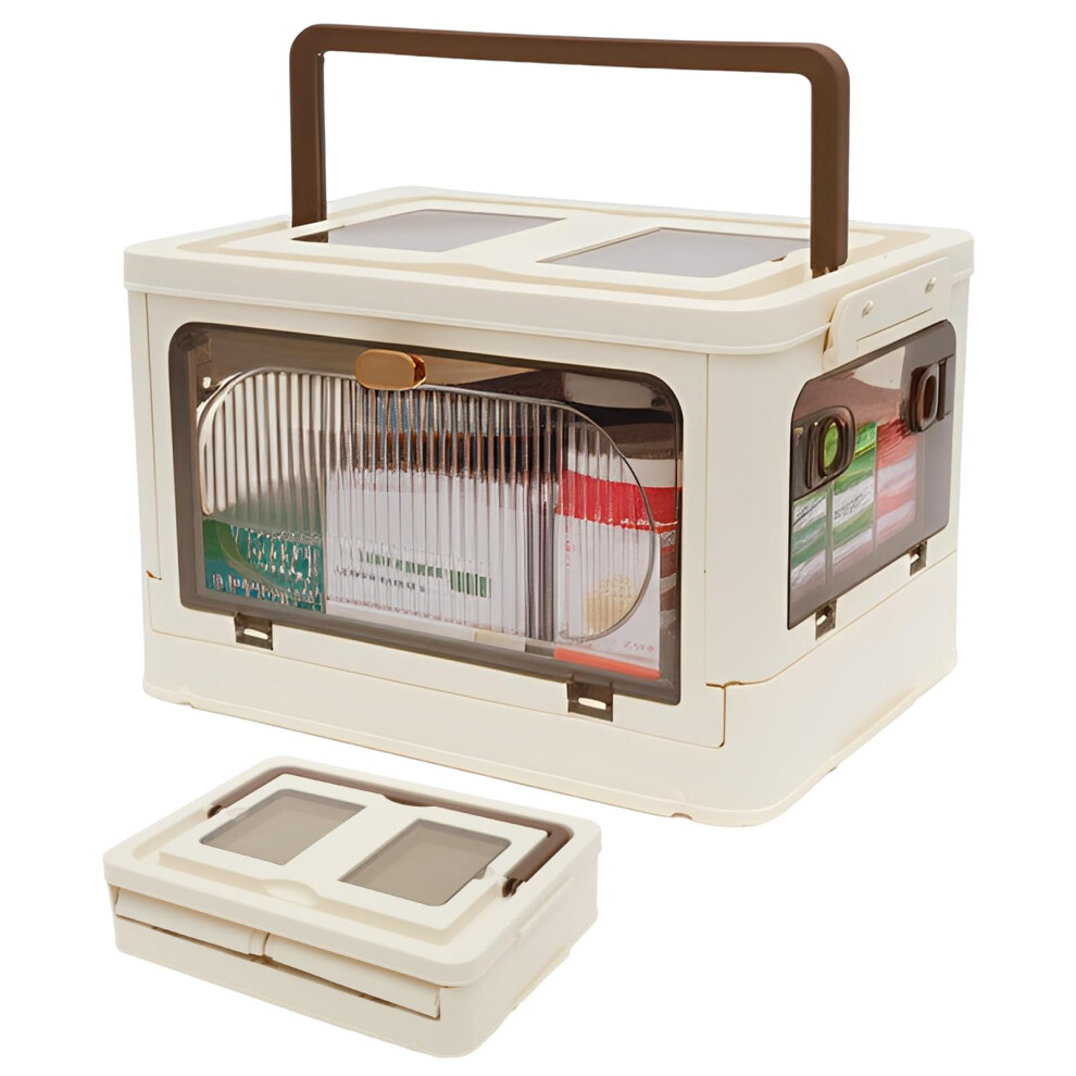 Large Capacity First Aid Box with Wheels, 3Tier Foldable Medicine Storage Organizer with Tray