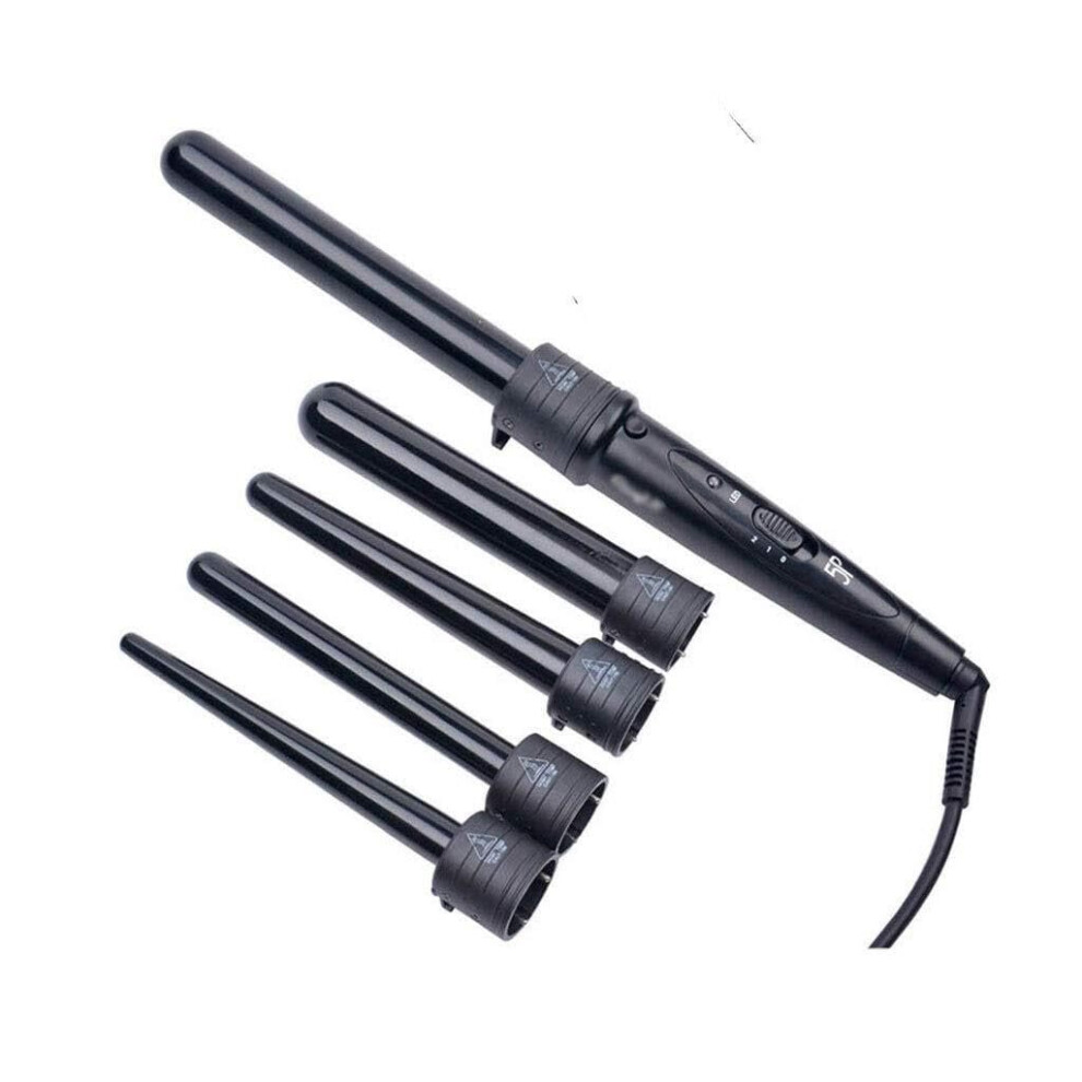 5 in 1 Curling Iron Set with Ceramic Tourmaline Barrels, Adjustable Heat, Dual Voltage, TravelFriendly