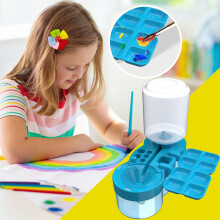 Paint Brush Cleaner, Paint Brush Holder and Organizers with Palette for Acrylic, Watercolor, and Water-Based Paints