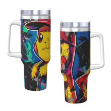 Pikachu 40oz H2.0 Stainless Steel Vacuum Insulated Tumbler With Lid And Straw For Water, Iced Tea Or Coffee, Smoothie