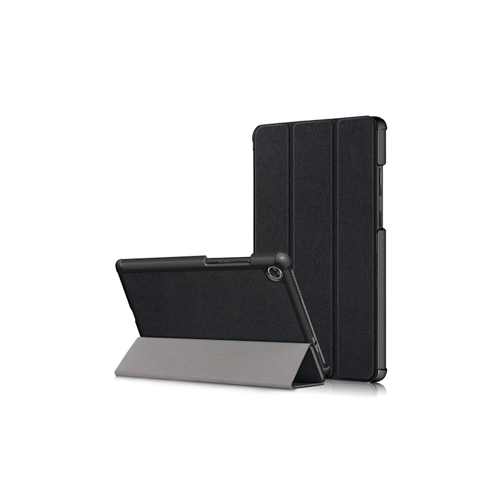 Compatible With Lenovo Tab M8 2Nd Gen (Hd) Litchi Tri-Fold Case Black 9130661639989