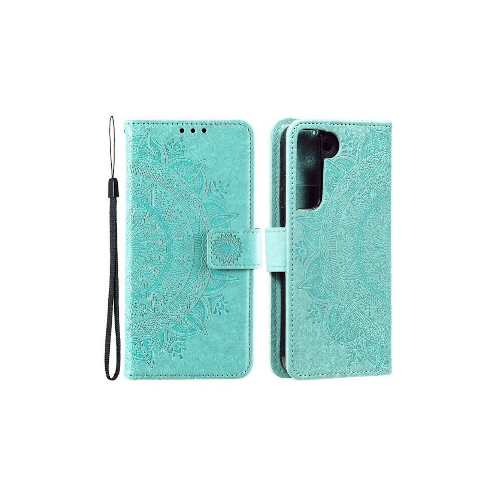 Skalo Compatible With Samsung S22 Mandala Wallet Case - Turquoise Turquoise Green 9130661640077