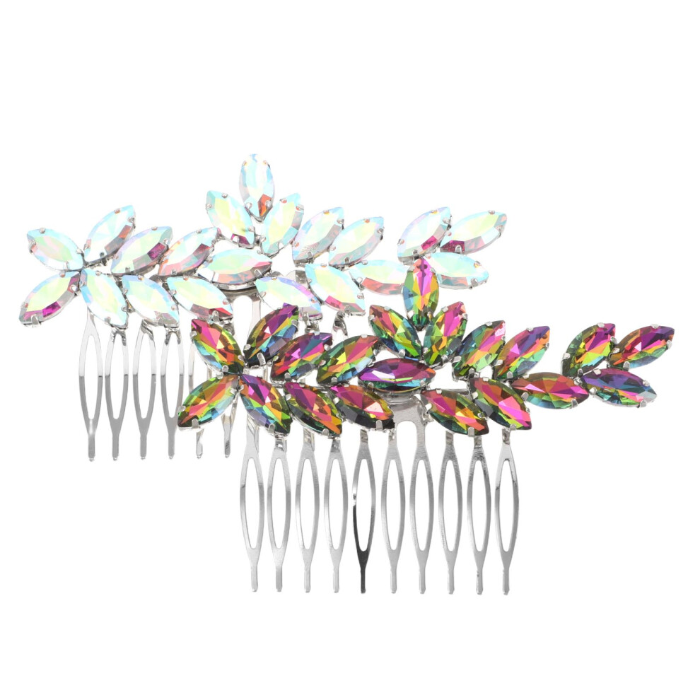 Unisex Elegant Rhinestone Bridal Hair Comb Set For Wedding Updo, Sparkly Side Hairpiece For Brides