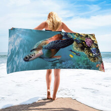 SDJMa Sea Turtle Beach Towel 30"x60" Microfiber Quick Dry Sand Free Lightweight Bath Pool Yoga Towel for Adults Women Kids, Cute Summer Gift