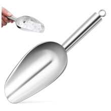 Stainless Steel Ice Scoop Heavy Duty Large Metal Food Scoop for Kitchen and Pet Food