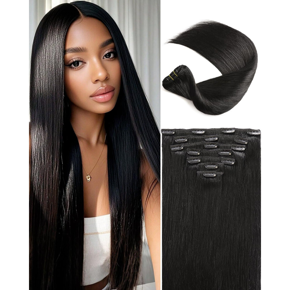Unisex Clip In Hair Extensions 18 Inch Remy Human Hair, Seamless Double Weft Balayage, Long Lifespan