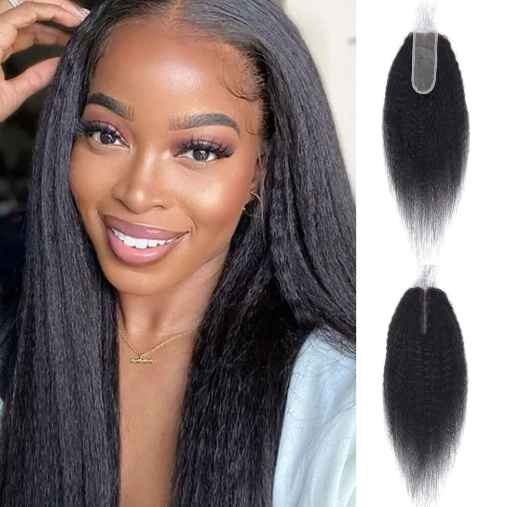Unisex Kinky Straight 16 Inch Hd Lace Closure Brazilian Virgin Hair Pre Plucked Natural Hairline