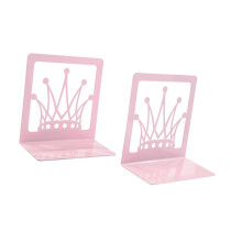 Metal Bookends with Elegant Crown Design for Shelves, Princess Style Decorative Holder for Home Library