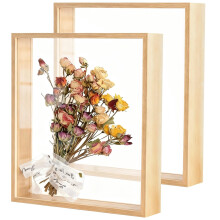 8x10 Double Sided Shadow Box Frame Solid Wood Acrylic Display for Tabletop or Wall, 2 Pack