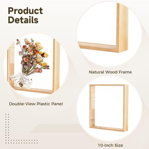 8x10 Double Sided Shadow Box Frame Solid Wood Acrylic Display for Tabletop or Wall, 2 Pack 1