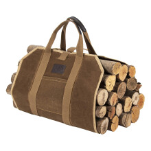 Firewood Carrier Waxed Canvas Waterproof Log Tote Bag with Handles for Camping and Fireplace