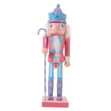 Nutcracker Christmas Ornament Wooden Soldier Pink Candy Cane Holiday Décor for Tree and Home