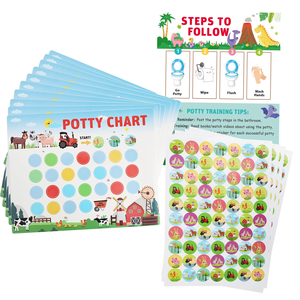 Potty Training Chart for Toddlers with Animal Stickers, Reward System for Boys and Girls, 10 Pcs