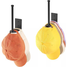 2 Pack Stainless Steel Baseball Cap Rack with Secure Hold, Wall Mounted Hat Organizer for Closet
