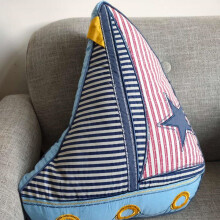 Sailboat and Airplane Decorative Throw Pillow for Kids Room, Breathable Cotton Plush Bedroom Decor