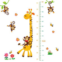 Height Measurement Wall Stickers Kids Growth Chart with Cartoon Animal Design for Nursery Decor