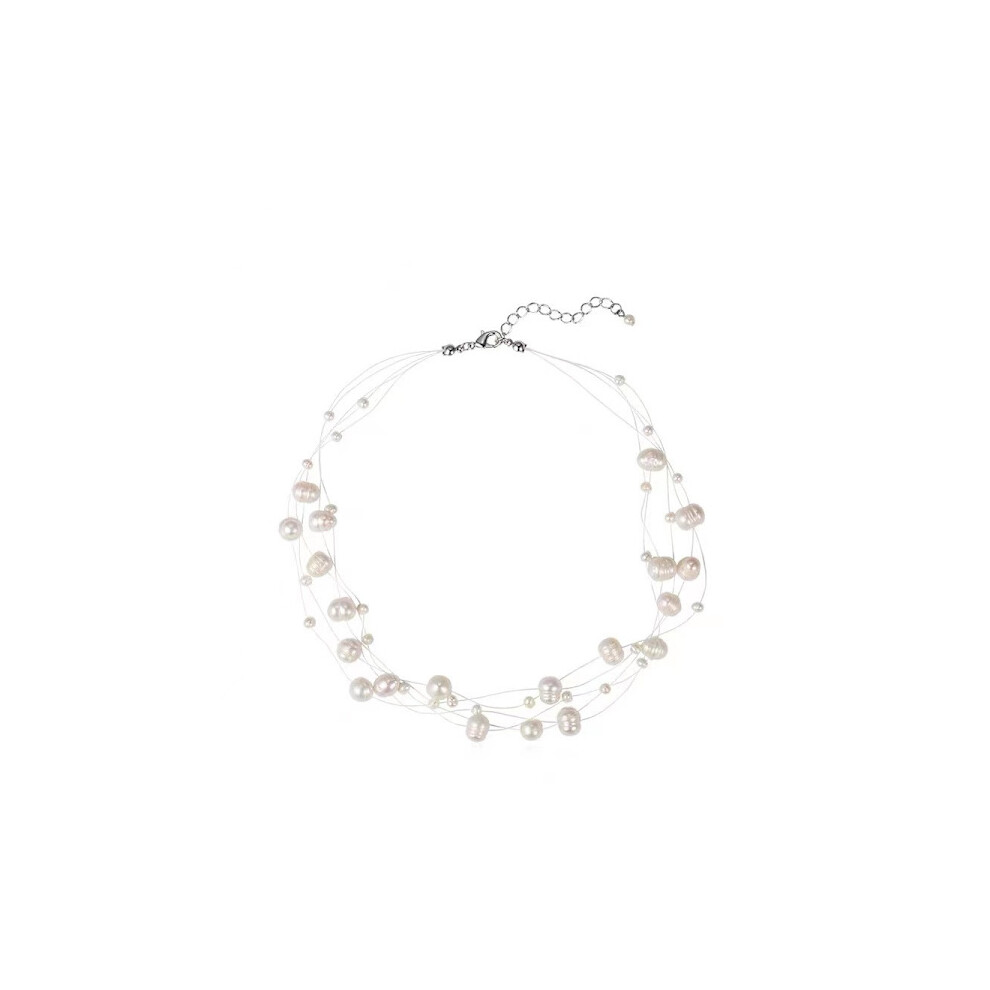 Cultured Freshwater Pearl Multi-Layered Bridal Choker White 9180479525967