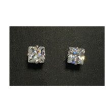 Magnet earrings with stones (square stones) silver 7mm
