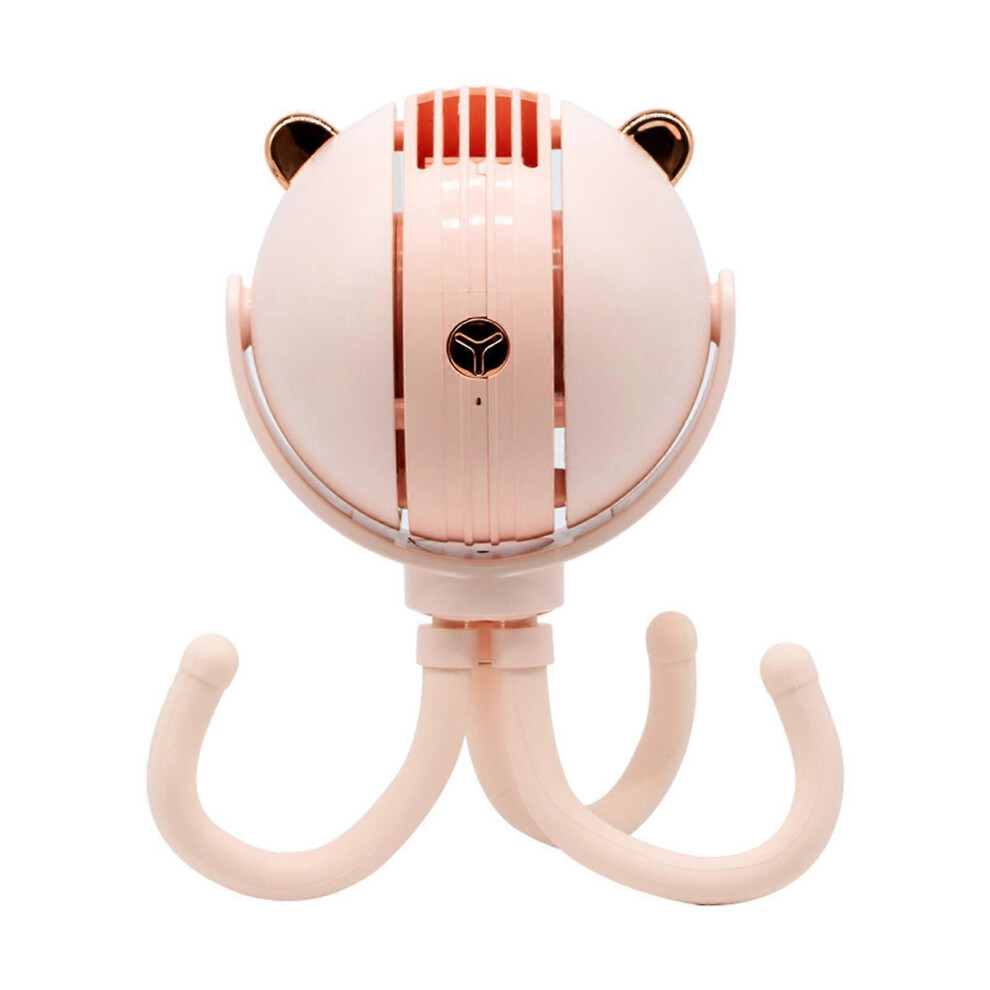 (As Show, Pink) Octopus Deformation Handheld Fan Mini Bladeless Stroller Fan Usb Rechargeable 5213747864247