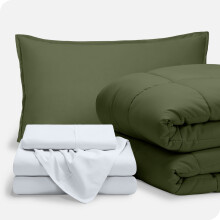 Bare Home 5-Piece Bed-in-a-Bag - Twin XL, Green with White Sheet Set