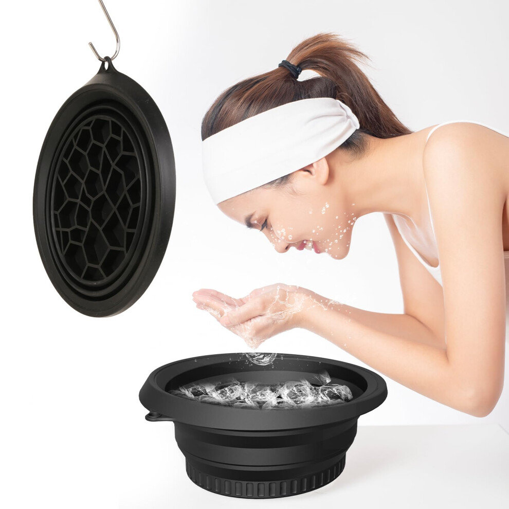 Black Ice Facial Bowl Foldable Silicone Cold Therapy Basin For Skin Rejuvenation And Pore Tightening