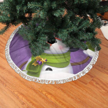 Christmas Fringed Lace Tree Skirt, Christmas Cute Purple Hat Snowman Soft, Light, Good Touch Tree Skirt 30"